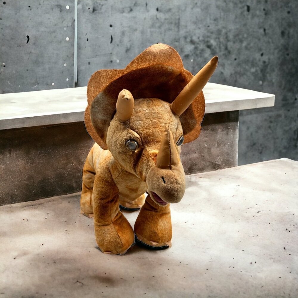Build a Bear 16" Triceratops Brown Tan Horns Dinosaur Plush Stuffed Animal‎